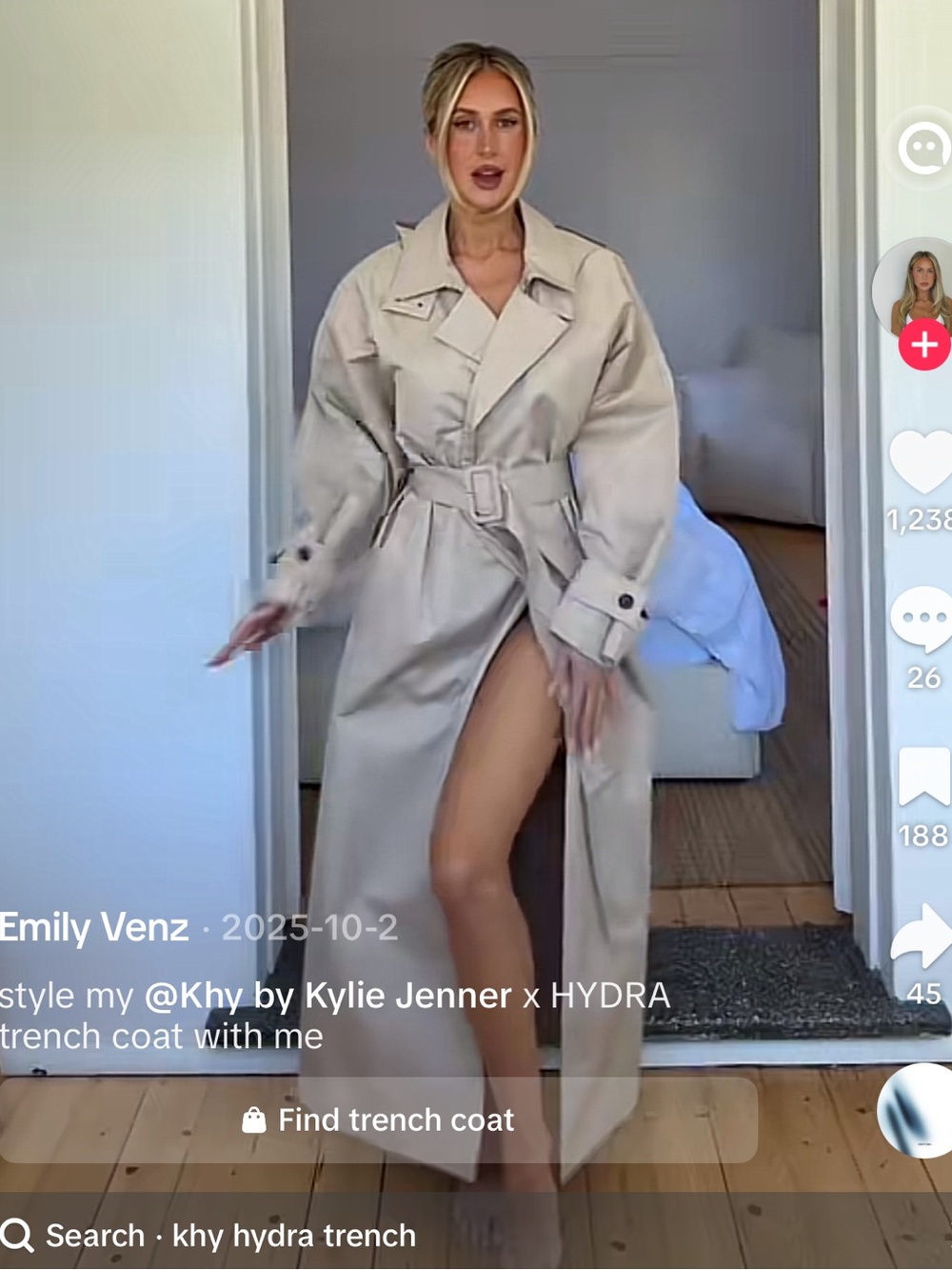KHY Kylie Jenner x Hydra INFLUENCER OVERSIZED TRENCH COAT with hood size XS new - Picture 3 of 10